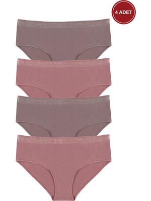 Koza İç Giyim Kadın 4'lü Pamuklu Likralı Hipster Külot