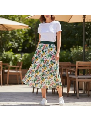 Eren Style Şifon Içi Astarlı Beli Lastikli Etek(95 Cm)-(38-52)
