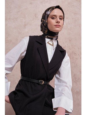 Armine Beli Lastikli Yelekli Takım Siyah