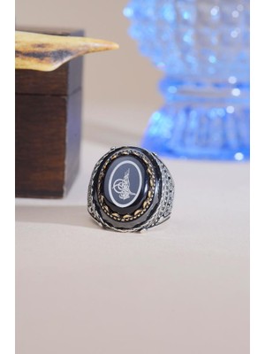 Innuendo Jewelry 925 Ayar Gümüş Hasbunallahu Yazılı Kırmızı Erkek Yüzük