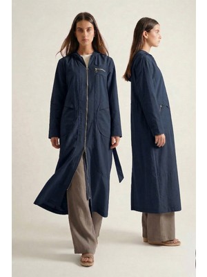 Ceremony Kapüşonlu Yuvarlak Torba Cepli Fermuarlı Safari Kap 813 Lacivert