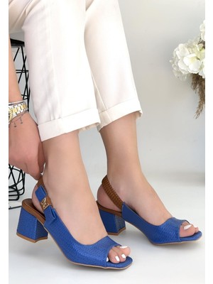 Zerenyus ZRNE-012 Topuklu Ayakkabı Mavi Rugan