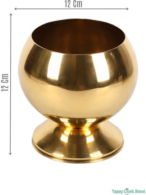Yapay Çiçek Sitesi Metal Dekoratif Küre Saksı 12 cm Altın