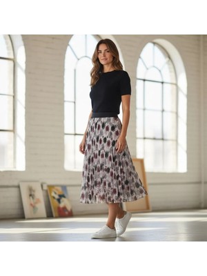 Eren Style Şifon Içi Astarlı Beli Lastikli Etek(95 Cm)-(38-52)