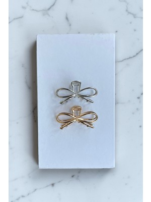 Vera House Kurdele Model Metal 2li Gold Gümüş Saç Tokası 8 cm