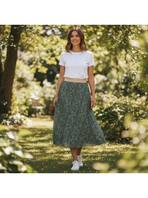 Eren Style Şifon Içi Astarlı Beli Lastikli Etek(95 Cm)-(38-52)