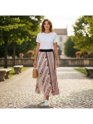 Eren Style Şifon Içi Astarlı Beli Lastikli Etek(95 Cm)-(38-52)