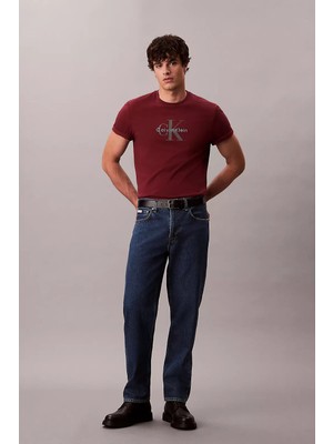 Calvin Klein Erkek 5pkt 90S Taper Harbour Blue Jean Pantolon - Mavi