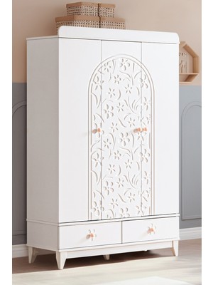 Setay Gardırop, Garden 3 Kapaklı 2 Çekmeceli Dolap - Beyaz