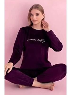Nivene KADİFE PİJAMA TAKIMI  MÜRDÜM