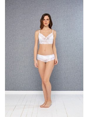 Doreanse Ekru Kadın Dantelli Dolgusuz Bralet Sütyen Külot Takım 12432