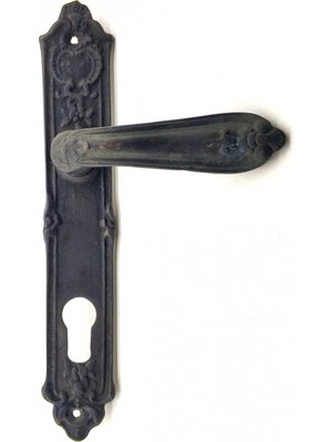 İlk El Grup Eco Lounge Antika Tarz Dekoratif Pirinç Çiçekli Yale Kapı Kolu - 240X40 Mm, Oksit