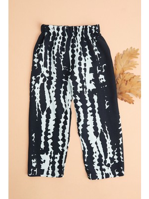 FullaModa Desenli Beli Lastikli Kız Çocuk Pantolon