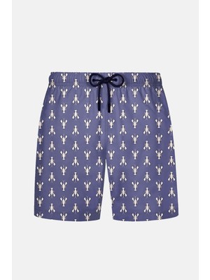 Ayyıldız 1845 Erkek Mavi Istakoz Desenli Deniz Şortu