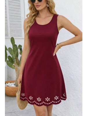 Arben Boutique Kadın Askılı Yuvarlak Yakalı Çiçek Desenli Ithal Krep Kısa Elbise