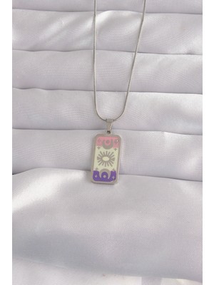 Venüs Shopping 316L Çelik Gümüş Renk Karışık Mineli Ay Figür Tarot Kolye - TJ-BKO9044