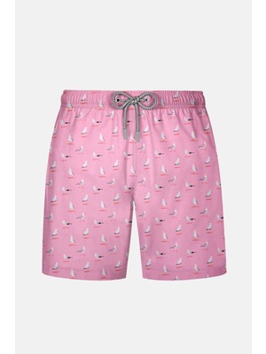 Ayyıldız 1845 Erkek Pembe Martı Desenli Deniz Şortu