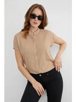 Modaplaza Kadın Kısa Kol Bürümcük Gömlek 3711