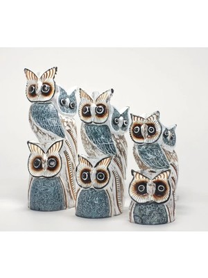 İlk El Grup Ahşap 3'lü Baykuş Seti Model 6