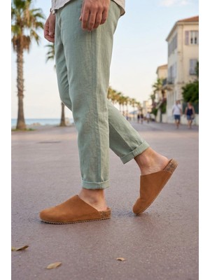 Ramer JY0556 Raven Bağcıksız Hakiki Süet Deri Erkek Günlük Mantar Taban Loafer Klasik Ayakkabı Hdmt - Taba