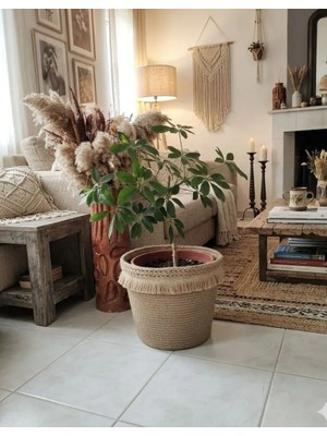 Bayram Taşçıoğlu Home Desing 30*25  Hasır Püsküllü Saklama,depolama,düzenleyici Sepet Saksılık Hediyelik Sepet Organizer