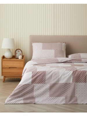 English Home Chain Patch Kolay Ütülenir Tek Kişilik Nevresim Takımı 160X220 cm Mürdüm