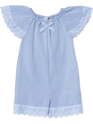 Hellobaby Kız Bebek Kısa Tulum Fiyonk Baskılı Bisiklet Yaka Short Sleeve Reçme