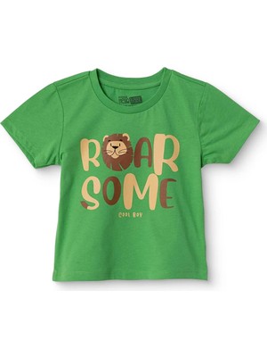 Hellobaby Erkek Bebek Tişört Hayvan Baskılı Bisiklet Yaka Short Sleeve