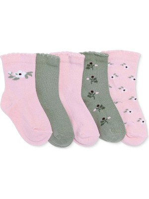 Hellobaby Kız Bebek 5li Soket Çorap Çiçek Baskılı