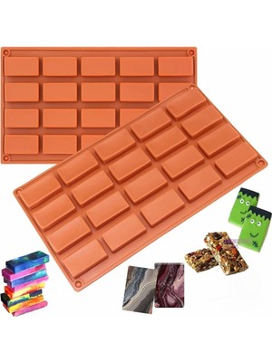 Silikon Dikdörtgen Reçine-Epoksi-Polyester-Sabun Kalıbı 20’li Silikon Sarı Sarı ECMELNM21