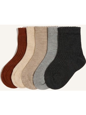 DeFacto 5'li Pamuklu Uzun Çorap Kız Bebek H6685A5NS