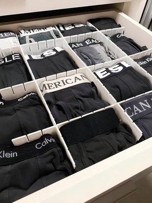 4'lü Plastik Ayarlanabilir Çekmece Düzenleyici Organizer - Iç Içe Geçmeli Kesilebilir - 8CMX43CM - Mutfak Iç Çamaşırı Çorap Sütyen Dolap Takı Makyaj (4)