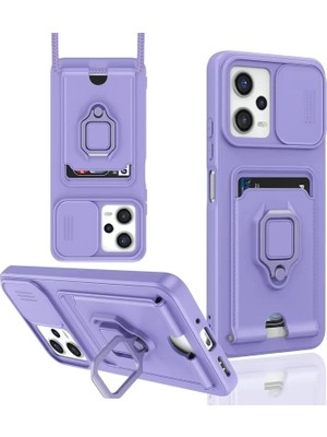 Butik Mey Ithalat®  Xiaomi Redmi Note 12 Pro 5g Kılıf Zuma Kartvizitli Yüzüklü Silikon - Lila