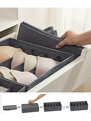 Iç Giyim Düzenleyici 8'li Set, Çekmece Düzenleyici, Katlanabilir, Düzenleyici, Saklama Kutusu Dolabı, Kumaş Kutuları Saklama, Sütyen, Çorap, Kravat, Gri RUS08GY