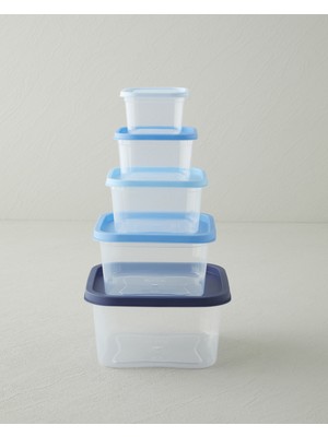 English Home Keep Me Plastik 5'li Saklama Kabı 160-300-500-885-1500 ml Mavi