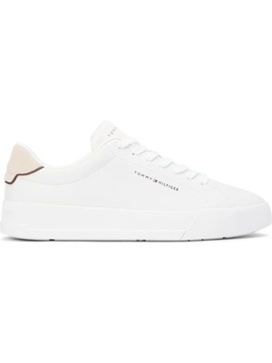 Tommy Hilfiger Beyaz Erkek Sneaker Th Court Core Ess Leather Şık Tasarım