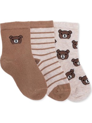 Hellobaby Erkek Bebek 3lü Soket Çorap Ayı Baskılı