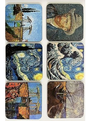 Temalı Ahşap Bardak Altlığı Ahşap Baskılı Altlık 6'lı Set (9 X9CM) KARBONNM14