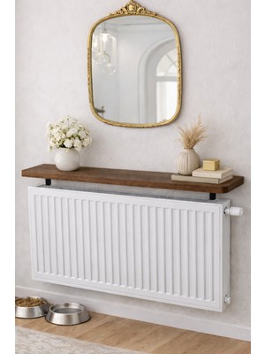 Feyza Design Oval Kesim Petek Üstü Uçan Raf Dresuar 80X18 cm Kahverengi