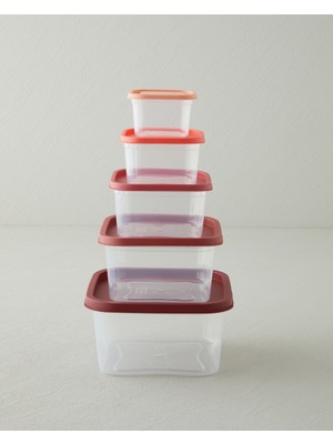 English Home Keep Me Plastik 5'li Saklama Kabı 160-300-500-885-1500 ml Turuncu