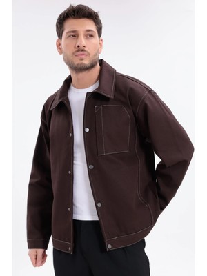Freemen Erkek Dikiş Detaylı Oversize Gabardin Ceket - Mont