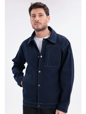 Freemen Erkek Dikiş Detaylı Oversize Gabardin Ceket - Mont