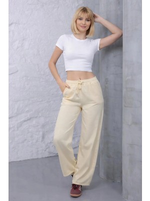 Freemen Kadın Yüksek Bel Gabardin-Keten Dokulu Pantolon – Nefes Alabilir Kumaş, 4 Mevsim Rahatlık