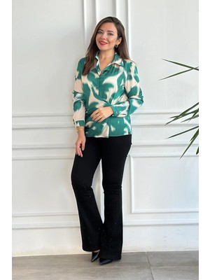 Yan Kısmı Drapeli Saten Bluz