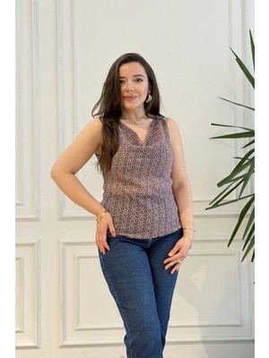 Degaje Yaka Desenli Bluz