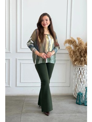 Ispanyol Paça Çelik Örme Tayt Pantolon