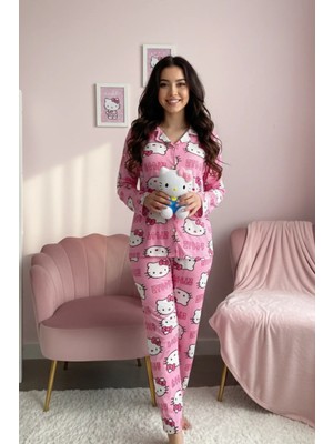 Kedi Desenli Pijama Takımı