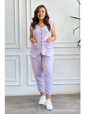 Önden Düğme Detaylı Cepken Yelek