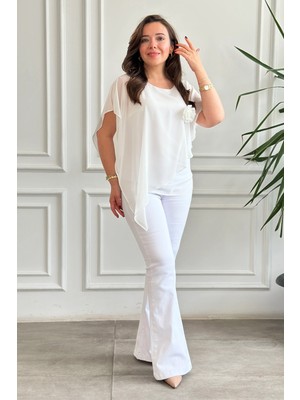 Asimetrik Kesim Şifon Bluz