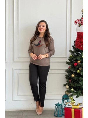 Yandan Cepli Paça Yırtmaç Detaylı Çelik Örme Tayt Pantolon